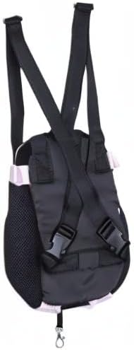 Pet Dog Puppy Cat Carrier Five Holes Backpack Double Shoulder Straps Canvas Cotton Front Chest Backpack Bag(Black, Medium)