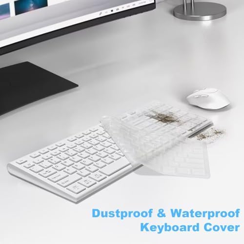 FENIFOX Rechargeable Wireless Keyboard and Mouse, with Number Pad White