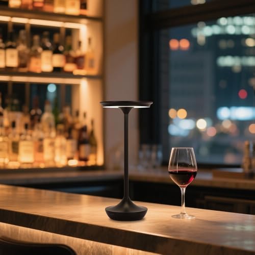 Cordless Rechargeable Table Lamps, Portable 6000mAh Battery Desk Lamp Waterproof 3 Color Stepless Dimming Black LED Table Light for Outdoor/Dinning/Patio/Restaurant (2Pack)