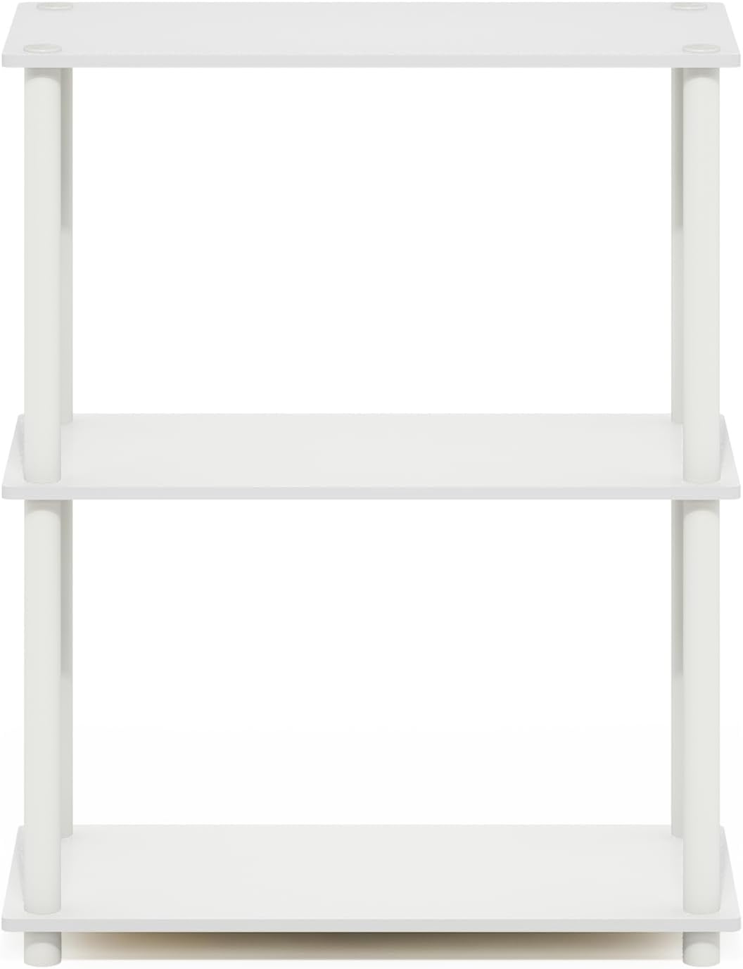 Furinno Turn-N-Tube Storage Shelves, 3-Tier Book Shelf, Corner Shelf, Toolless Open Shelves, for Organization and Storage, Living Room, Garage, Home Office, White