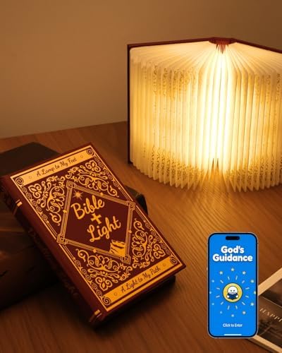 Book Light with Bible Verse, Foldable Paper Desk Lamp for Home Decor, Birthday Gifts for Christians,Book Lovers,Mom and Father