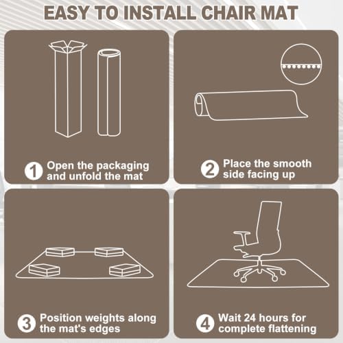 Chair Mat for Carpeted Floor, 3D Visual Black Gaming Chair Mat for Low Pile Carpets, 48"x36" Studded Bottom Carpet Protector, Non-Slip Floor Mat for Rolling Chairs, Home Office & Gaming Room