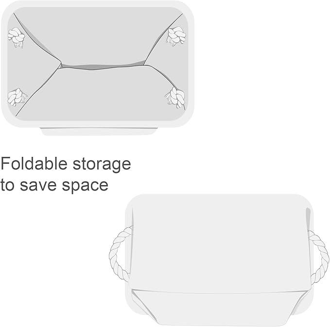 TheWarmHome Storage Bins for Shelves - Medium 3Pack 13.8L*9.8W*6.7H inch Fabric Storage Cubes Canves Storage Basket for Organizing Toys Baby Clothes Gift Dog (White)