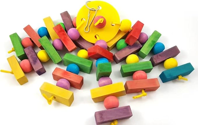 YF-ANEN Bird Chew Toys - Parrot Cage Bite Toy Wooden Blocks Bird Parrot Toy for Small and Medium Cockatoos and Various Birds