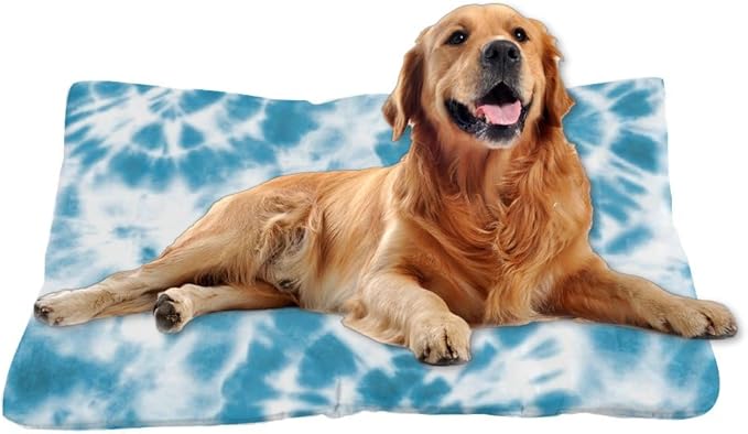 Retro Boho Turquoise Dog Bed Cage Sleeping Mat Crate Pads Washable Dog Crate Beds Washable Non-Slip Small Bed for Small Outdoor Mat Paw Cushion Indoor Outdoor 36X24 Inch