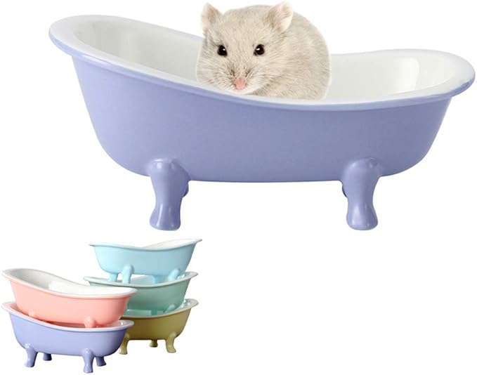 Summer Hamster Ceramic Bed Bathtub, Small Animal Ice Accessories Cage Hideout Toys,Bird Relax Habitat House, Sleep Pad Nest or Hamster, Food Bowl for Guinea Pigs/Squirrel/Chinchilla