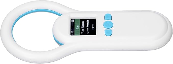 Pet Microchip Scanner and Animal Ear Tag ID Reader with 1.44 Inch TFT Display, 134.2 Khz Working Frequency, Compatible with ISO 11784, ISO 11785, FDX B, and ID64 Standards, 500