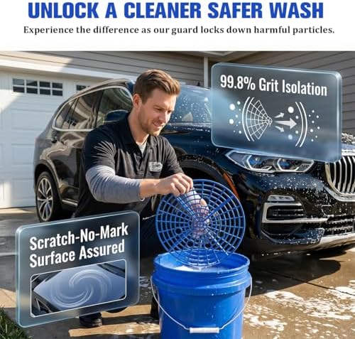 2-Pack Car Wash Bucket Insert Grit Trap, 9.2" Vehicle Wash Cleaning Filter Grit Trap Dirt Guard, Auto Detailing Dirt Collector Insert Tool for 12" Diameter Bucket, Universal Fit (Blue)