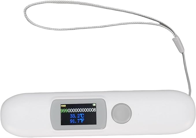 Pet Microchip Scanner, Animal Microchip Reader with 1.14 Inch Color Screen, ISO 11784/11785 FDXB Chip, Temperature Display, for Pet Management