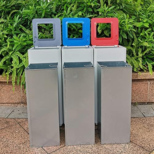 Outdoor Trash Cans White Combined Trash Can Large-Capacity Square Sorting Trash Can Outdoor Direct Throw Trash Can Without Cover, Anti-Fingerprint Technology 48