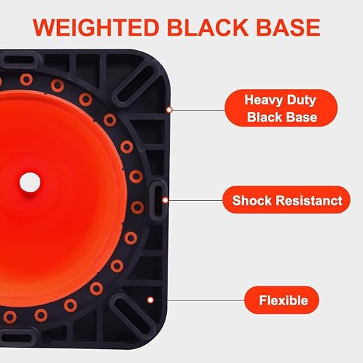 (8 Pack) BESEA 28” inch Traffic Safety Cones Orange Road Parking Cones Heavy Duty Construction Cone Structurally Stable for Traffic Control at Public Place