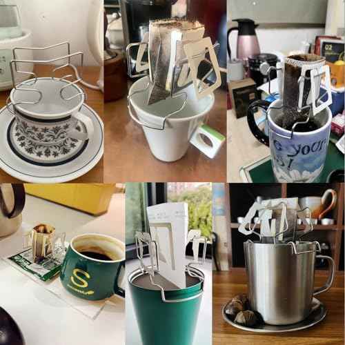 2-Pack Portable Coffee Filter Paper Bag Holder Stand Adapter Pour Over Coffee Dripper for Hanging Ear Drip Coffee Bag Single Serve Disposable Drip Coffee Filter Ceramic Large Coffee Mugs