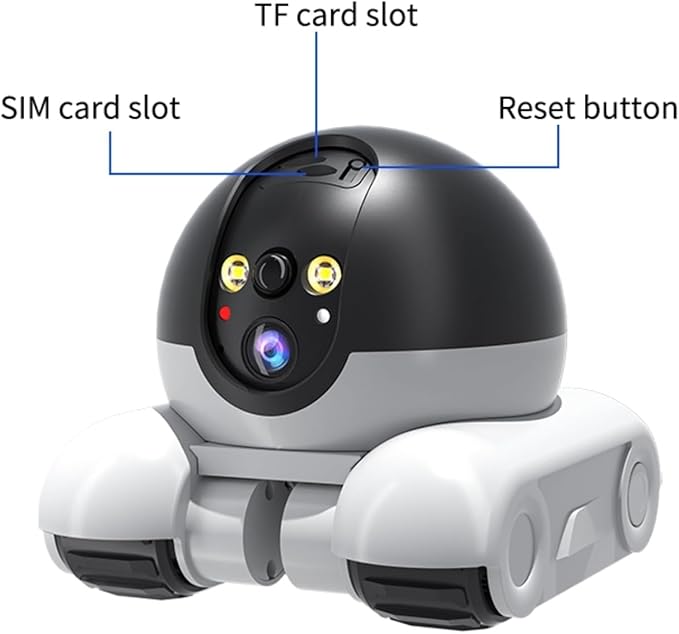 Yoidesu Camera Robot, Movable Pet Cam with Wheels, 1080P 2MP Dual-Lens HD WiFi Security Camera with Phone App, Support 2 Way Talk Tracking for Cat Dog Baby