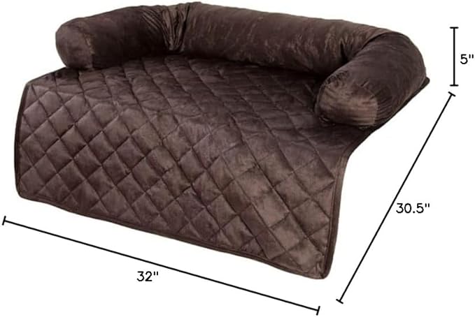 PETMAKER Furniture Protector Pet Cover with Bolster for Dogs, 30.5" L X 30" W, Brown Diamonds