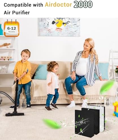 AD2000 Replacement Filter Compatible with AIRDOCTOR 2000 Air Purifiers, with 1 Filter, 2 Activated Carbon Filters and 2 Pre-Filters, Compare to Part# ADF2001, ADF2002, ADF2003