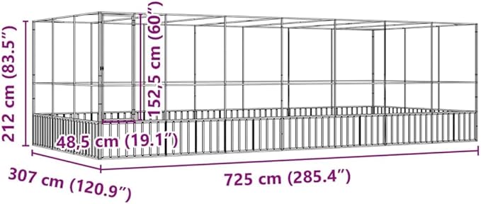 Outdoor Aviary Bird Cage, Galvanized Steel Outside Ample Activity Space Birdcage, 285.4"x120.9"x83.5", -274