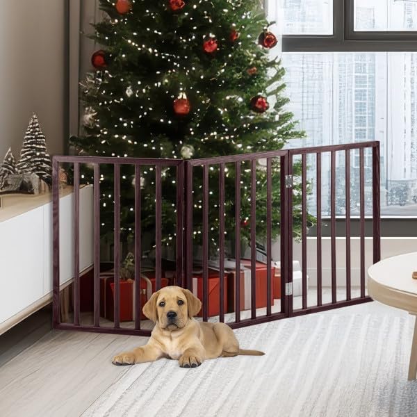 Pet Gate Collection – Dog Gate for Doorways, Stairs or House – Freestanding, Folding, Accordion Style, Wooden Indoor Dog Fence by Petmaker