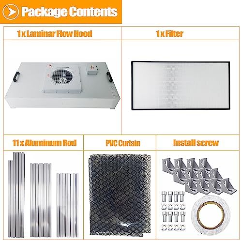 TECHTONGDA 110V Air Flow Clean Bench Dust Free Room Workshop Three Adjustable Speed Vertical Laminar Flow Hood HEPA-Filter for ISO 5 Cleanliness Dust Free Work 47.2x23.6x29 inch Working Area