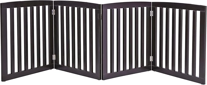 ZENY Freestanding Pet Gate for Dogs - 4 Panels Indoor Foldable Dog Fence for Stairs, Hallways, or Doorways - 82x24-Inch Freestanding Dog Gates, Brown