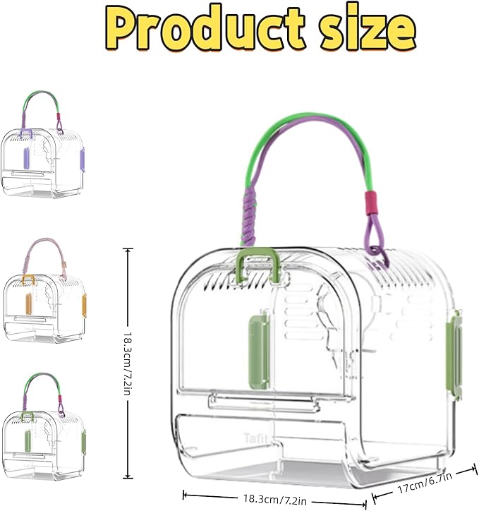 Portable Plastic Bird Cages,Travel Bird Cage,Lightweight Waterproof Ventilated Small Bird Cage,Outdoor Use Easy to Carry,for Small Birds, Budgies and Pet Birds (Green, B)