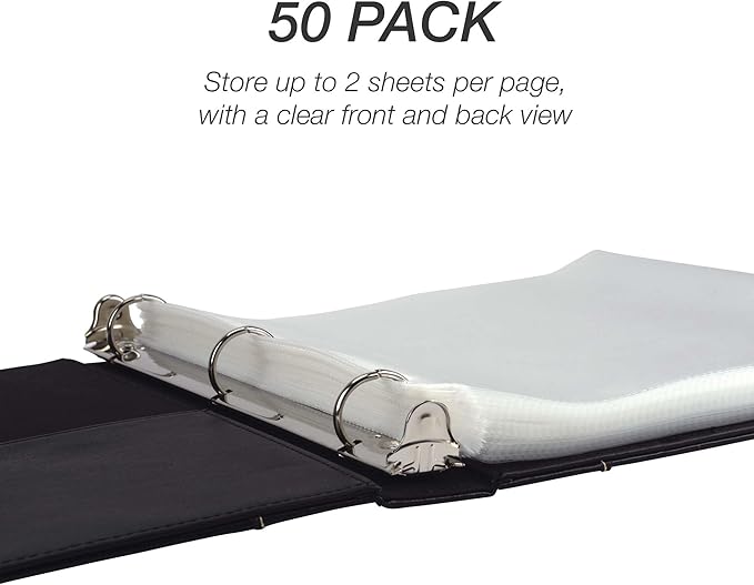 Samsill 50 Pack Sheet Protectors, 8.5x11 Inch Page Protectors for 3 Ring Binder, Standard Weight, Non-Glare Protector, Letter Size, Top Loading, Acid Free