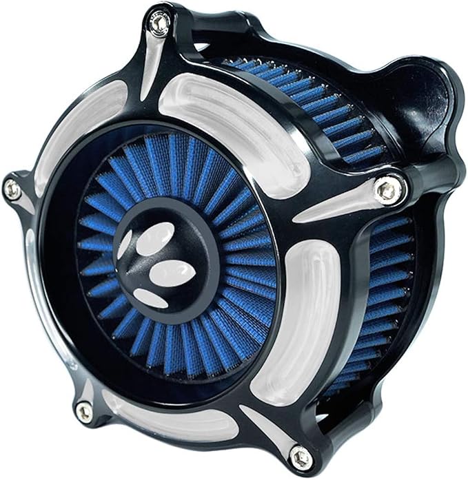 Motorcycle Air Filter Turbine Intake Cleaner Kit Cnc Cut Chrome