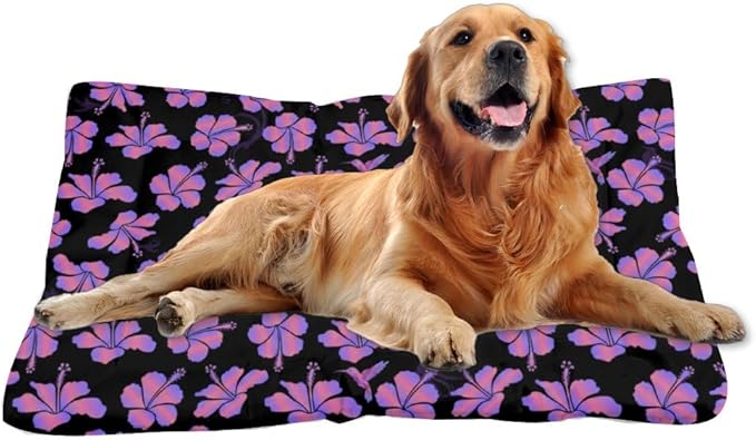 Pink Hibiscus Dog Sleeping Pad Non Slip Bottom Cat Cushion Pad Cozy Soft Corner Dog Bed Furniture Covers for Pets Printed Bed Mat for Dogs Gift Cozy Cats 36× 24 Inch Indoor Outdoor