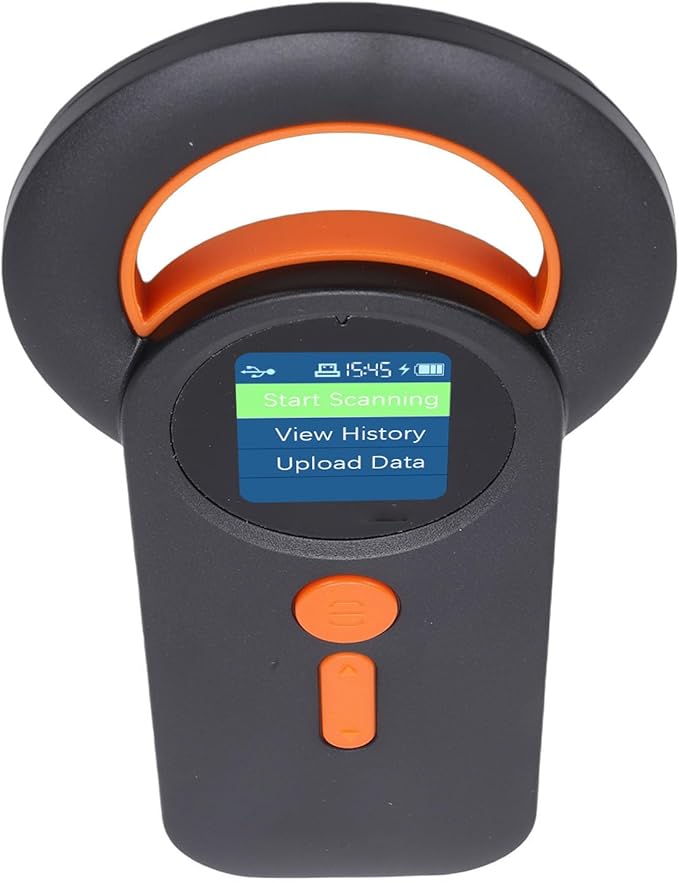 Animal Chip Scanner Wireless 2.4G Connection Pet Reader for Efficient Tag Management and Long Battery Life - Support 240 Data Storage for Pet Owners, ABSCurrent, Black and Orange Color