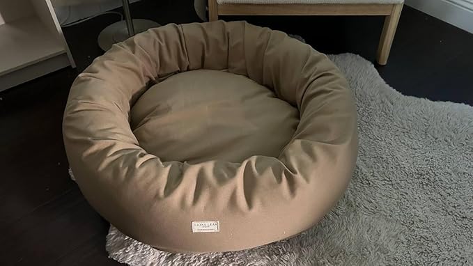 Organic Cotton Canvas Dog Bed: Removable Cover, Natural Fill - Made in USA (Tan, X Large 42" x 8" inches)