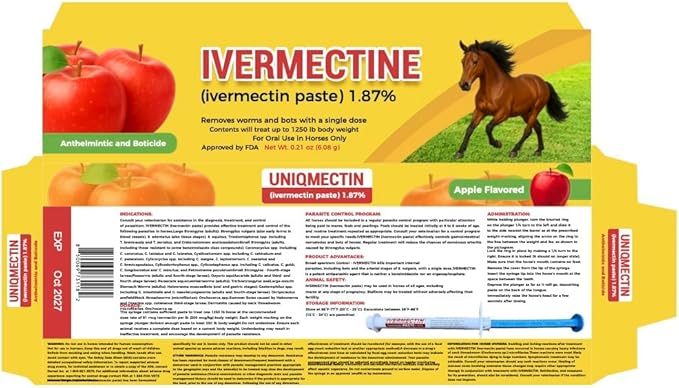 Horse Paste Gel 1.87% – Apple Flavored Oral Syringes – 6.08g Each (2-Pack) – Adjustable Weight Markings – for Equine Use