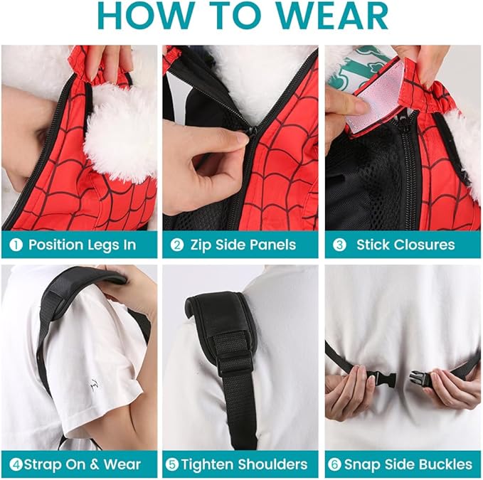 Dog Backpack Carrier, Front Pocket for Essentials, Pet Sling Front Backpacks for Small Medium Dogs 7-11 Lbs, Legs Out, Adjustable Wearable Puppy Chest Travel Bag, Easy-Fit for Hiking/Walking/Camping