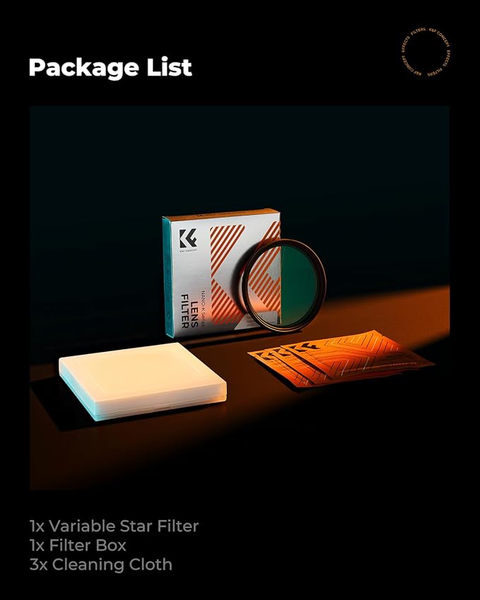 K&F CONCEPT 55mm Variable Star Filter Cross Screen Starburst Filter 4, 8 Points