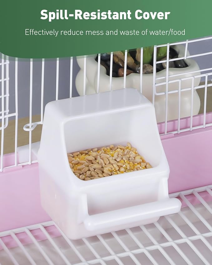 Pawfly 1 Pcs Bird Feeder Hanging Plastic Bird Cage Feeders with Hooks Birds Water Dispenser with Perch Birds Water Feeders for Cage Parrot Feeder Food Bowl for Parakeet Cockatiel Canary