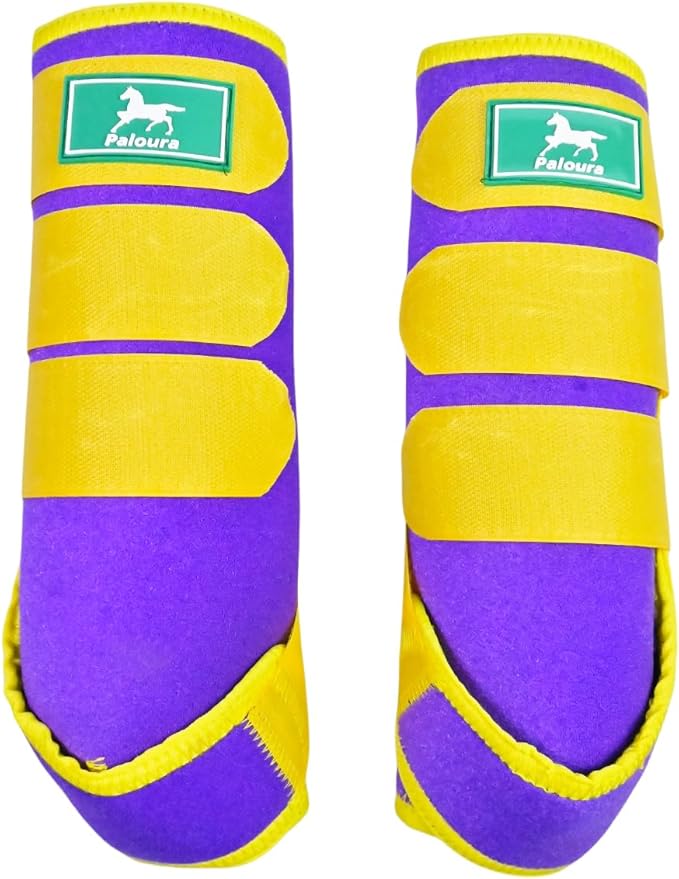 Equine Sport Horse Boots Set of 4 – Neoprene Leg Protection with Durable Hook & Loop Straps, Breathable & Comfortable Fit for Training, Riding, and Performance(Purple, Large)