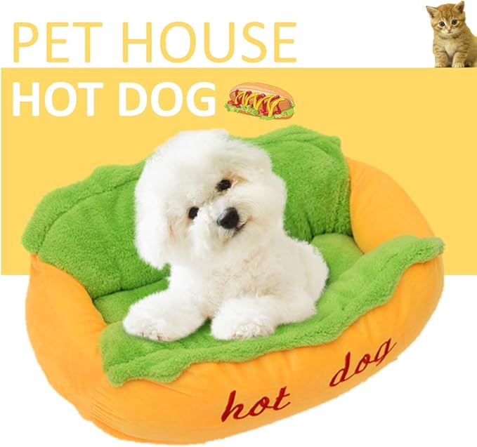 Hotdog Pet Dog Bed, Warm Dog Kennel Cat Nest Washable Pet Mat Removable Cat Sofa