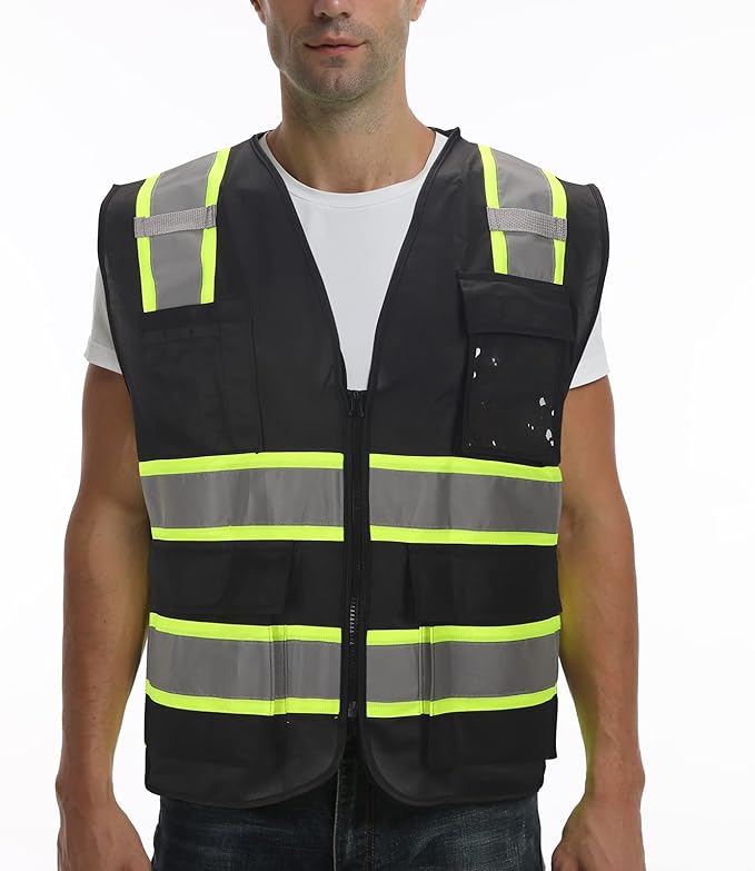 High visibility Class 2 Safety Vest,Hi Vis Vest with 2 inch wide Reflective Strips,Construction vest for men