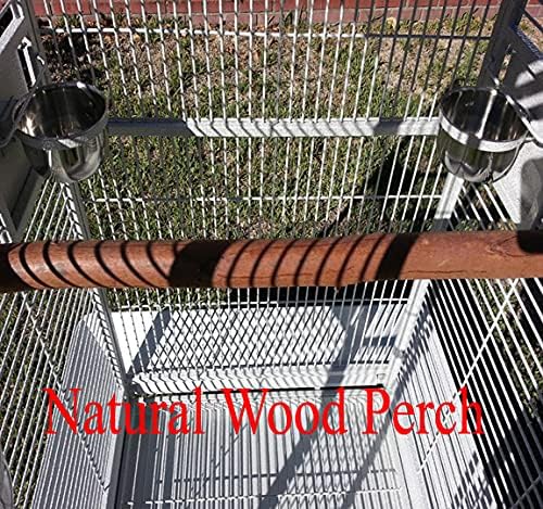 X-Large Double Ladders Open/Close Play Perch Stand Top Wrought Iron Bird Parrot Parakeet Finch Macaw Cockatoo Home Cage Include Seed Guard and Toy Hook