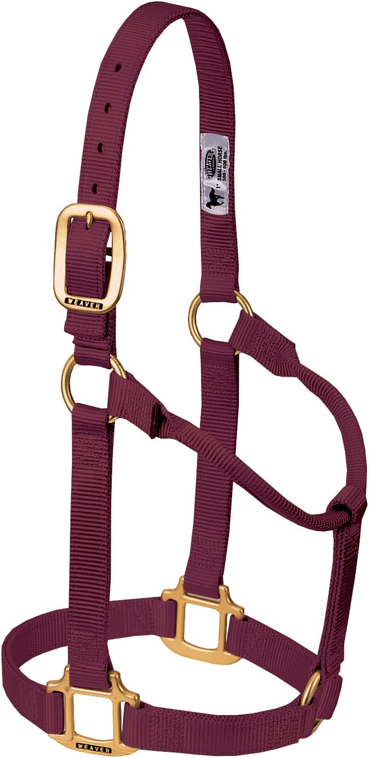Weaver Equine Nylon Horse Halter, Triple-Ply Cheek Design, Original Non Adjustable Halters for Horses, Equine Tack,Average Size, Black