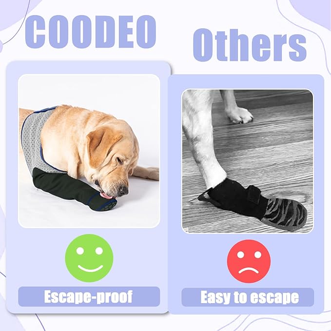 COODEO Dog Socks to Prevent Licking Paws, Healing Boots & Paw Protectors with Non-Slip Bottoms for Wound Protection, Waterproof Sleeve Shoes for Licking(Grey,L_Left