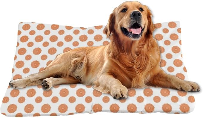 Orange Polka Dot Cute Washable Small Dog Bed Pet Mats Dog Bed Pads Washable Crate Non-Slip Cushions for Lining Pet Crates Beds& Furniture Patio Mat Beds and Furniture Indoor Outdoor 36X24 Inch