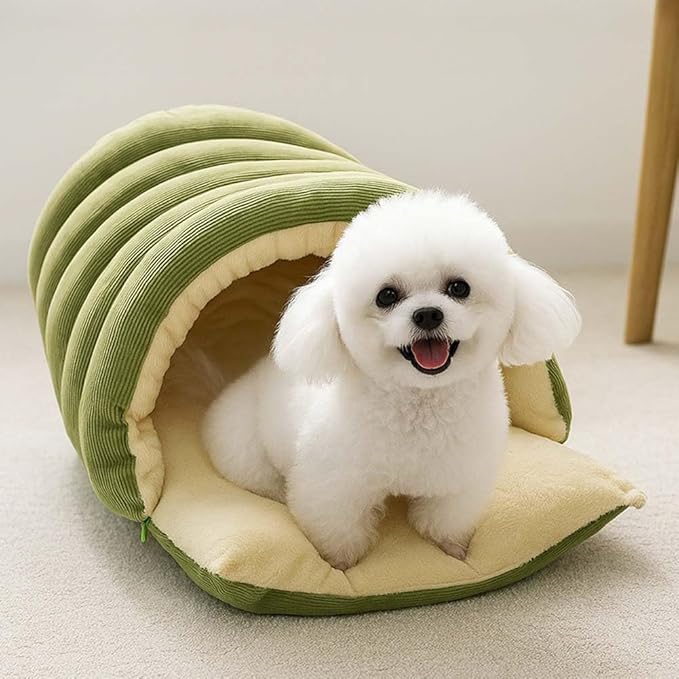 CutyPet Winter Cave,Warmth Cozy Comfort Plush Pet Cave,Cute Cozy Safe Hideaway Cat Bed with Removable Cushion,Warm Soft Removable Washable for Cats and Dogs (Purple, M:17.71 * 11.81 * 7.48 in)