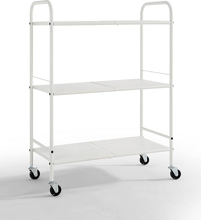 SunnyPoint Metal Rolling Organizer Utility Craft Cart (Large, WHT)