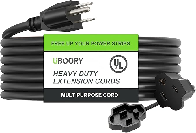 Outdoor Extension Cord Waterproof 5FT, Black 12/3 SJTW Heavy Duty, Flexible 100% Copper 3 Prong Extension Cord for Lawn, Garage,UL List