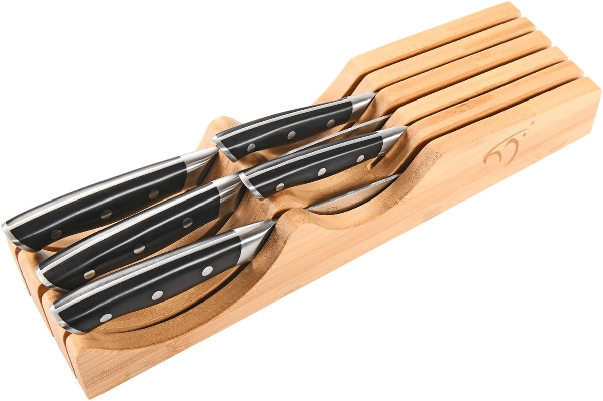 NANFANG BROTHERS Knife Drawer Organizer with 5 Pieces Damascus Knives