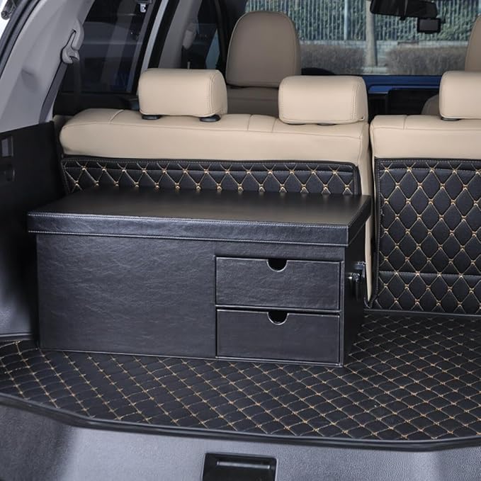 Trunk Mat for Mercedes GLS Class 2+3+2 Seater 2020-2025(with Vent on Left Side of Trunk) Full Coverage Cargo Mat+Backrest Mat+Both Side Mat 3D Cargo Mat(Black w/Gold Stitching)