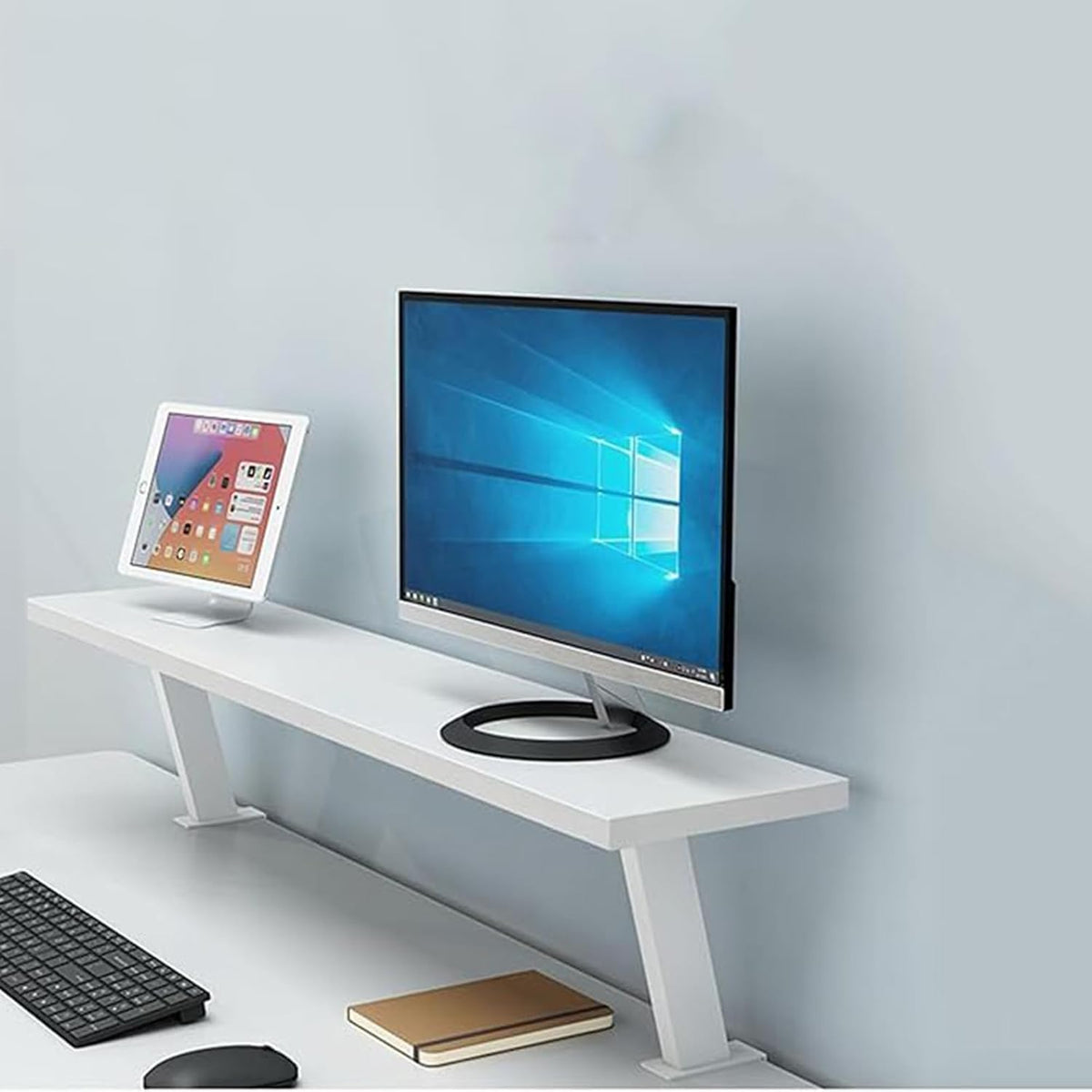 Clamp On Desk Organizer Shelf White Floating Desk Storage Extension