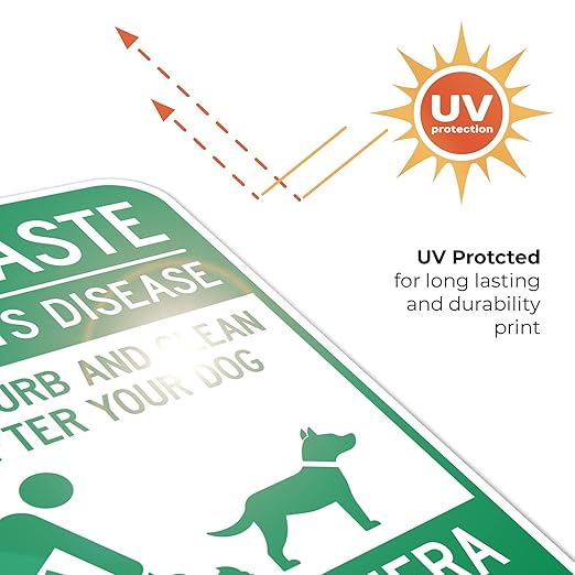 Pet Waste Leash-Curb and Clean Up After Your Dog Under Camera Surveillance Sign, 12x18 Inches, Rust Free .063 Aluminum, Fade Resistant, Made in USA