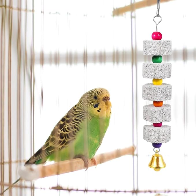 Chicken Chewing Toy, Adjustable Chicken Toys for Coop with Volcanic Stone, Multi-Functional Chicken Coop Accessory for Chickens, Birds, Rodents & Small Pets