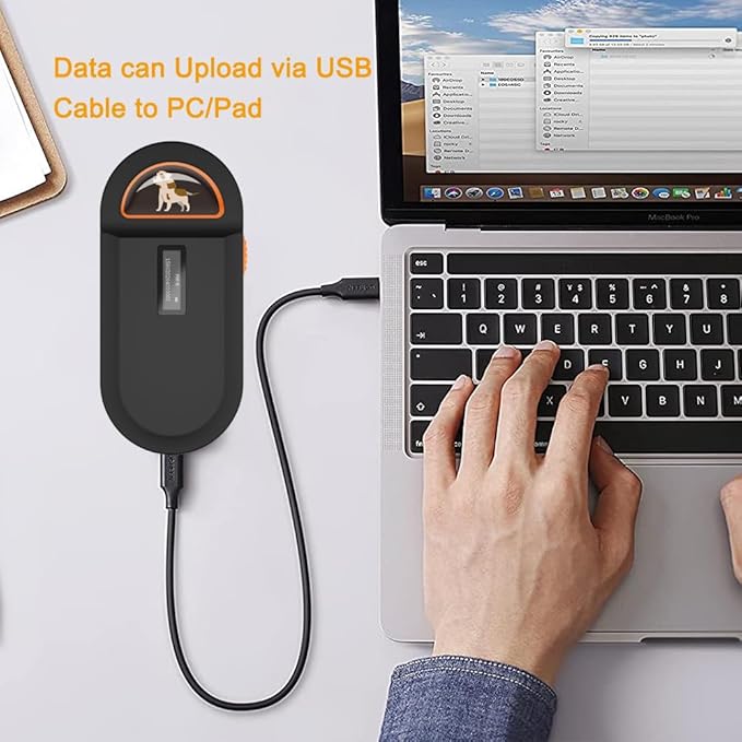 Pet Microchip Scanner, RFID Dog and Cat Microchip Reader, Supports EMID, FDX-B(ISO11784/11785) Microchips, for Animal Management