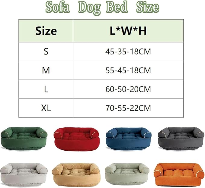 Suede Sofa Dog Bed, Multiple Sizes Orthopedic Memory Foam Mattress, Durable and Calming, Washable Dog Bed with Anti-Slip Bottom M Green